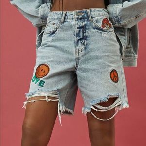Ron Bass Embroidered Denim Shorts
